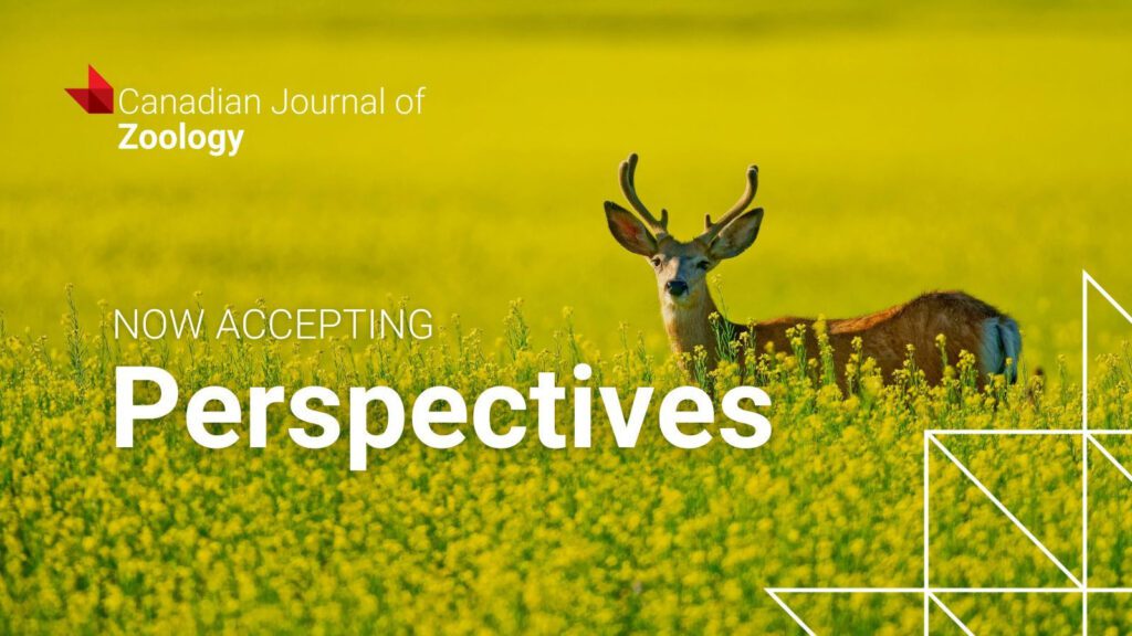 An image of a deer in a field, with the text "Canadian Journal of Zoology Now Accepting Perspectives."
